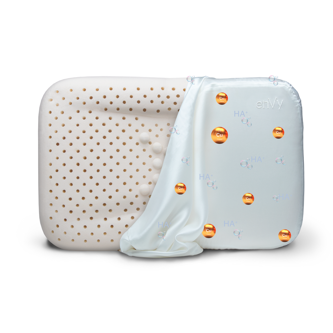 PRO-Aging Neck Support Ergonomic Pillow for Back and Side Sleepers infused with COPPER + HYLA⁺ - enVy Pillow