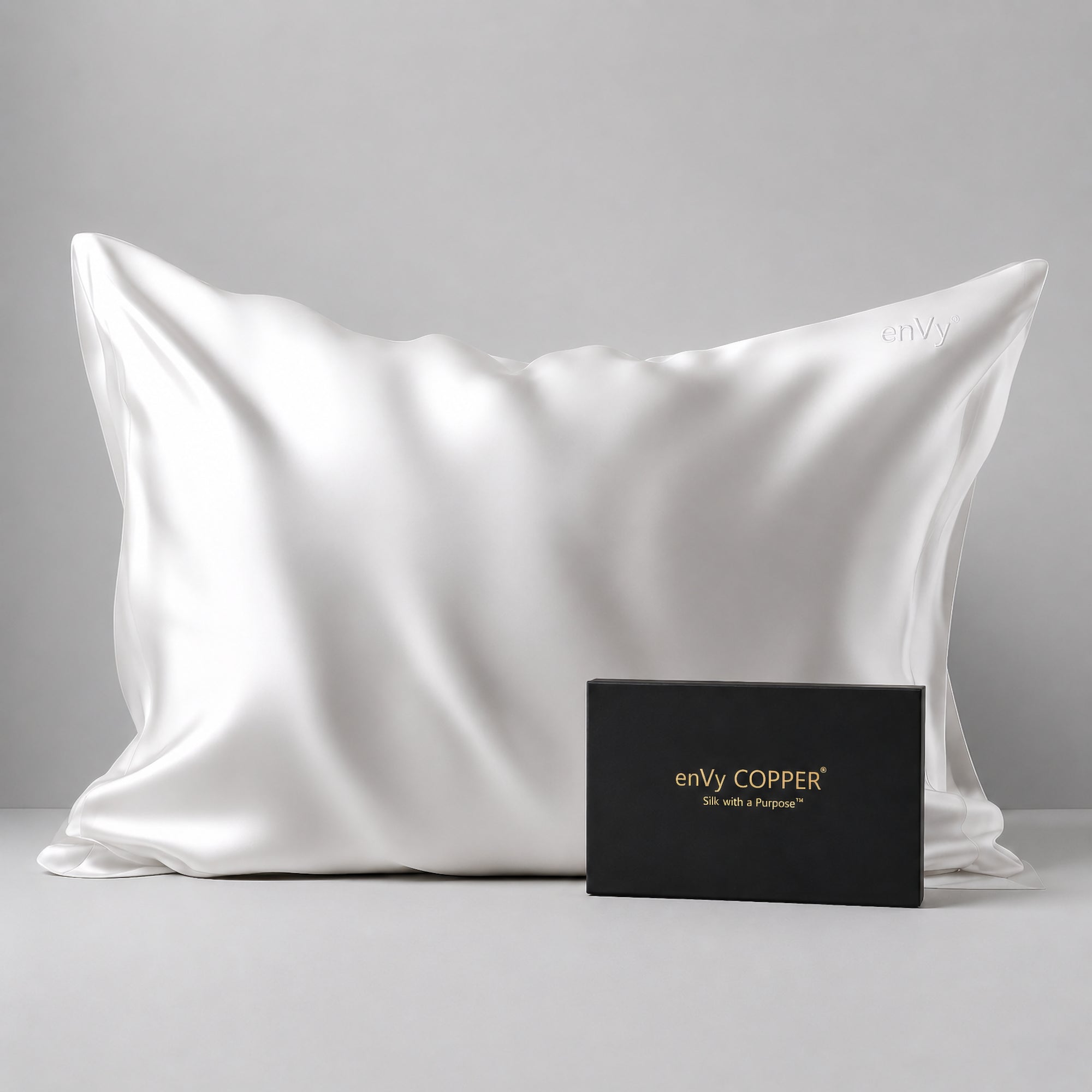 COPPER-infused biofunctional pure 100% mulberry silk pillowcase with gift box by enVy