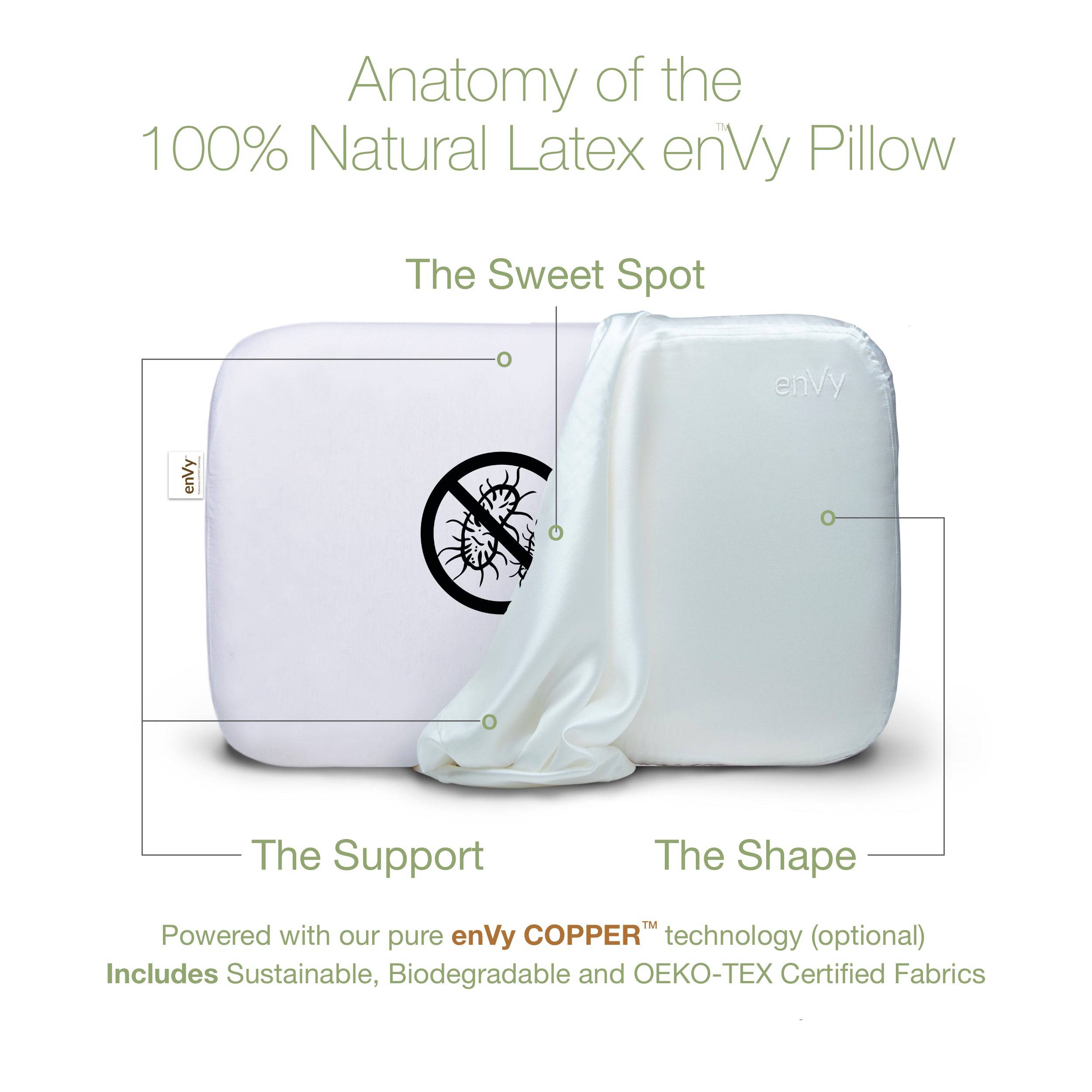 envy™ copper powered natural latex pillow (tencel™ cover)