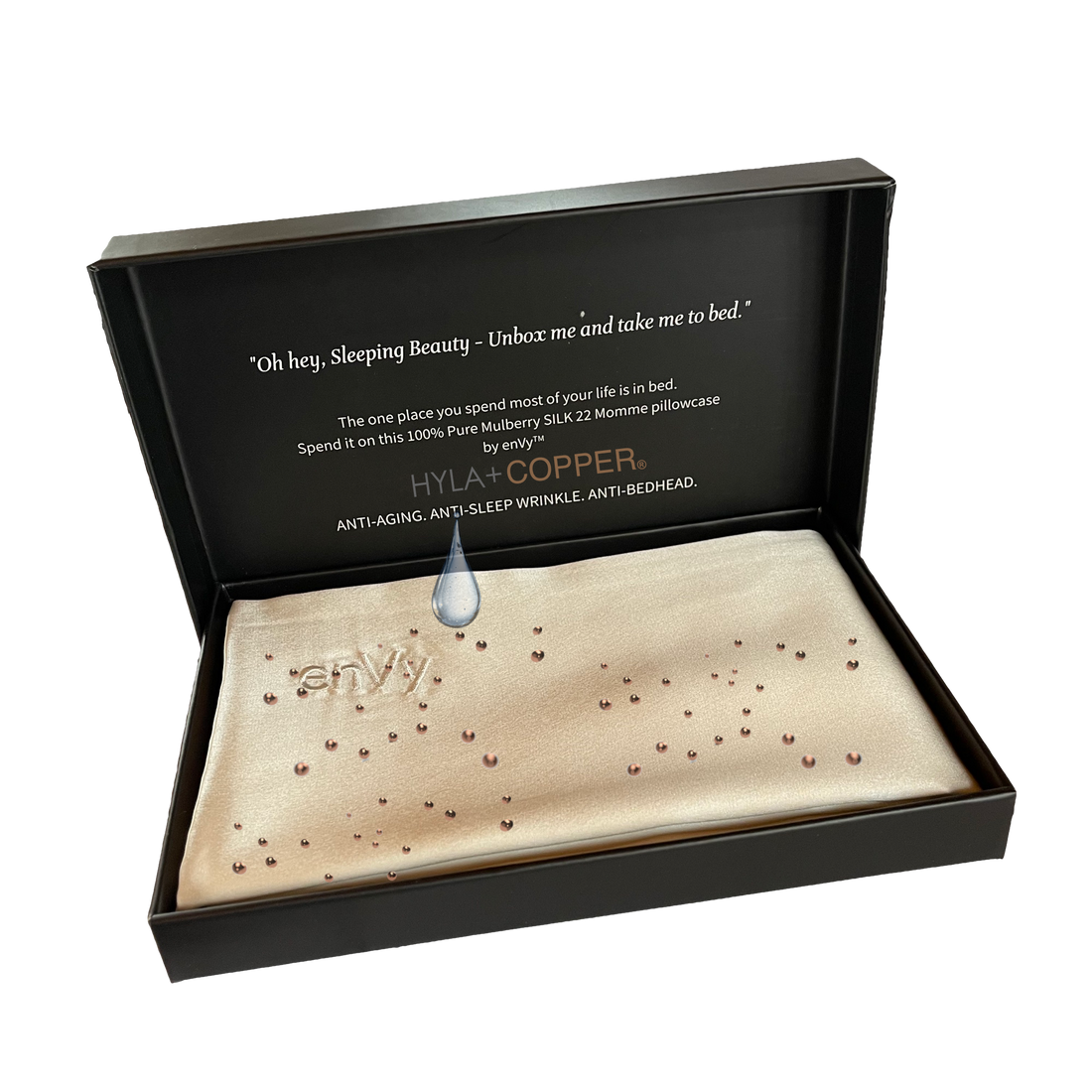 Silk pillowcase infused with COPPER and Hyaluronic acid