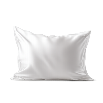 COPPER-infused biofunctional pure 100% mulberry silk queen size white pillowcase by enVy
