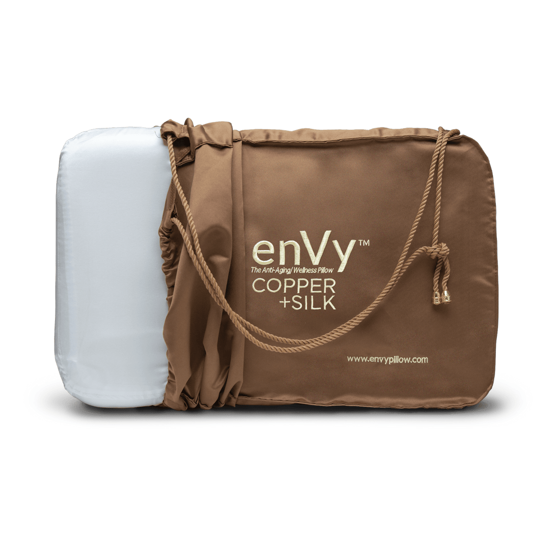 Natural Latex neck pillow for back and side sleepers with COPPER infused SILK pillowcase by enVy Pillow