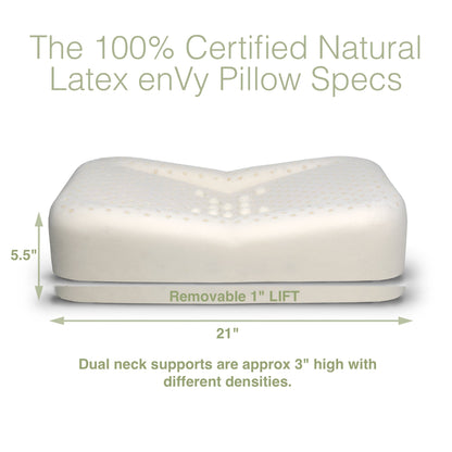 The enVy® COPPER + TENCEL™ Anti-Aging Pillow - 100% Natural Latex Pillow with a COPPER-infused Eucalyptus TENCEL™ Pillowcase